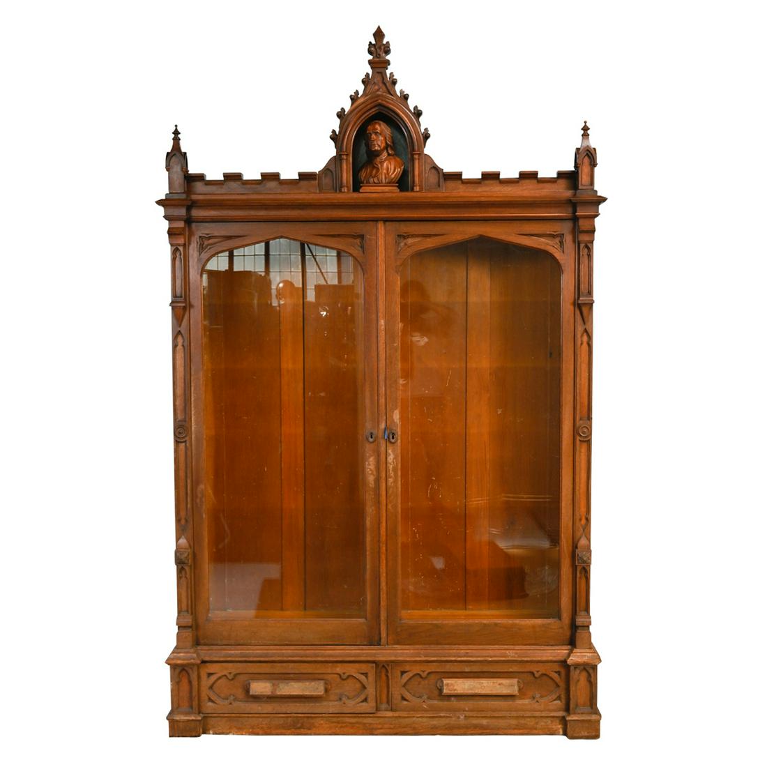 19th Century American Chestnut Glazed Bookcase. (1 of 3)