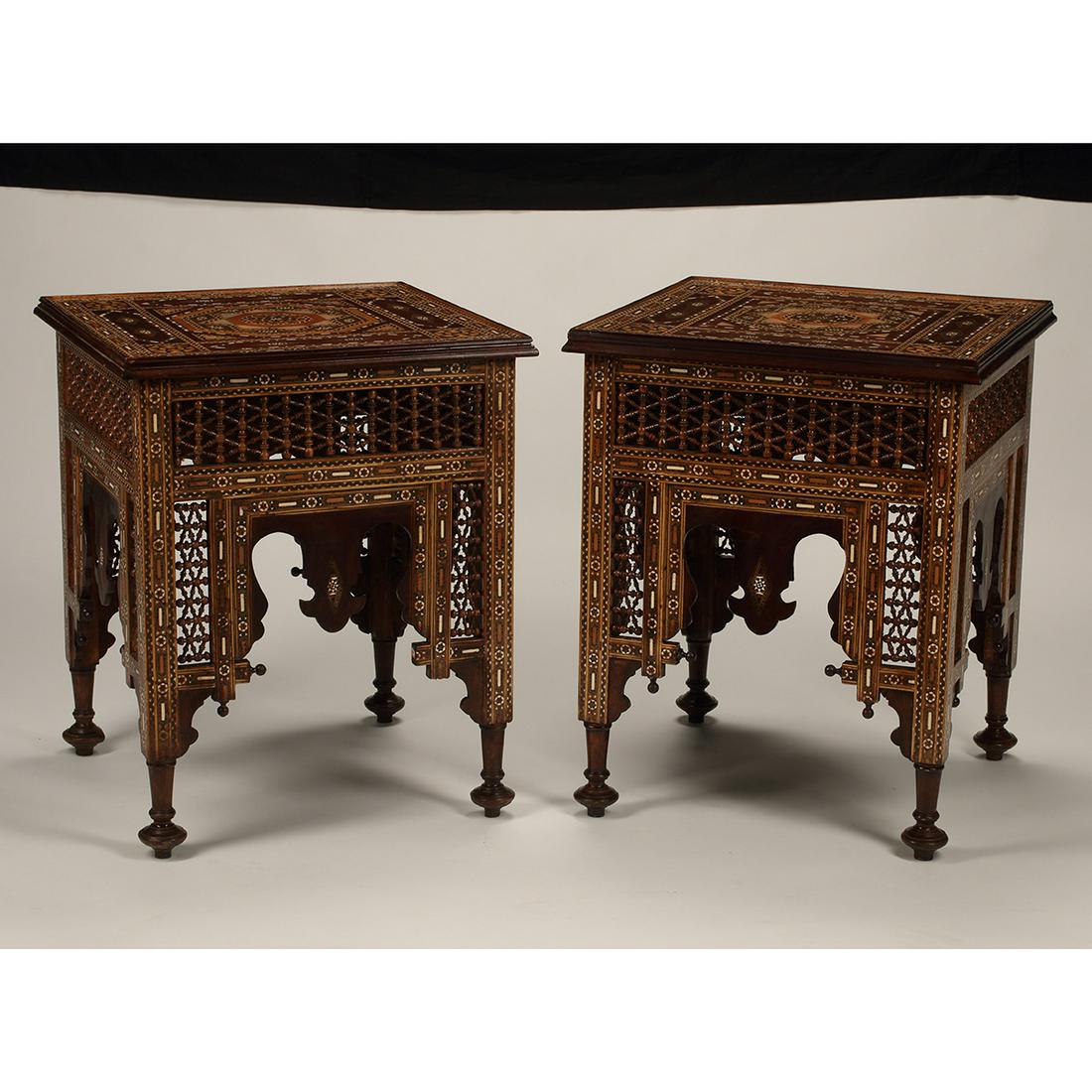 Pair of Moorish Style Mosaic Inlaid Square Tables (1 of 5)