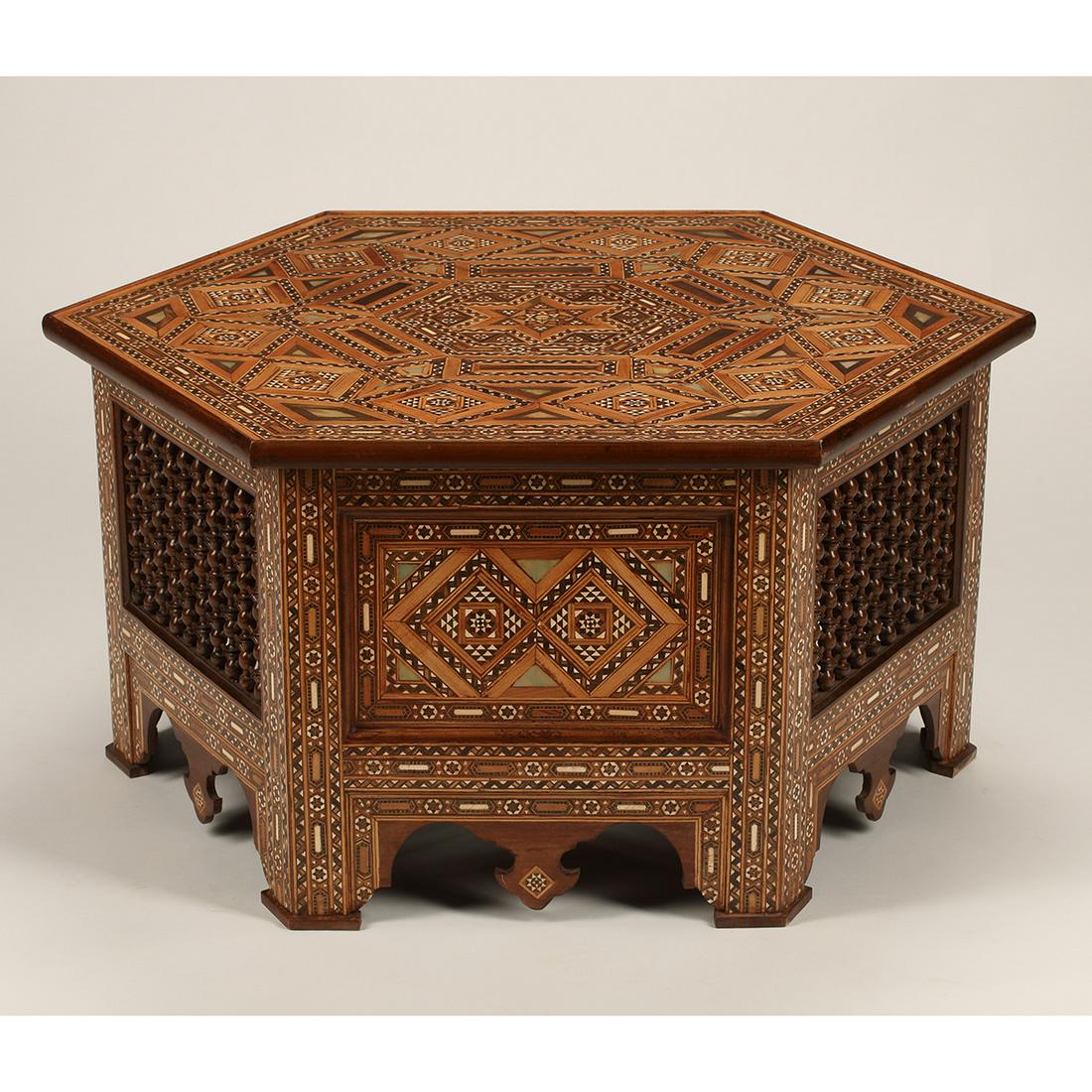 Moorish Style Inlaid Hexagonal Tea Table (1 of 3)
