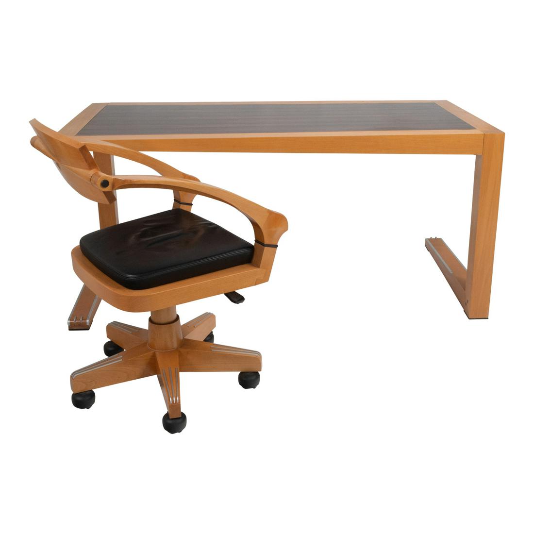 Massimo Scolari For Giorgetti Desk and Office Chair: Massimo Scolari For Giorgetti Desk and Office Chair. "Zeno" desk with "Spring" chair. Both with plaques to underside reading 'GIORGETTI / design MASSIMO SCOLARI', desk with serial number 008547, chair