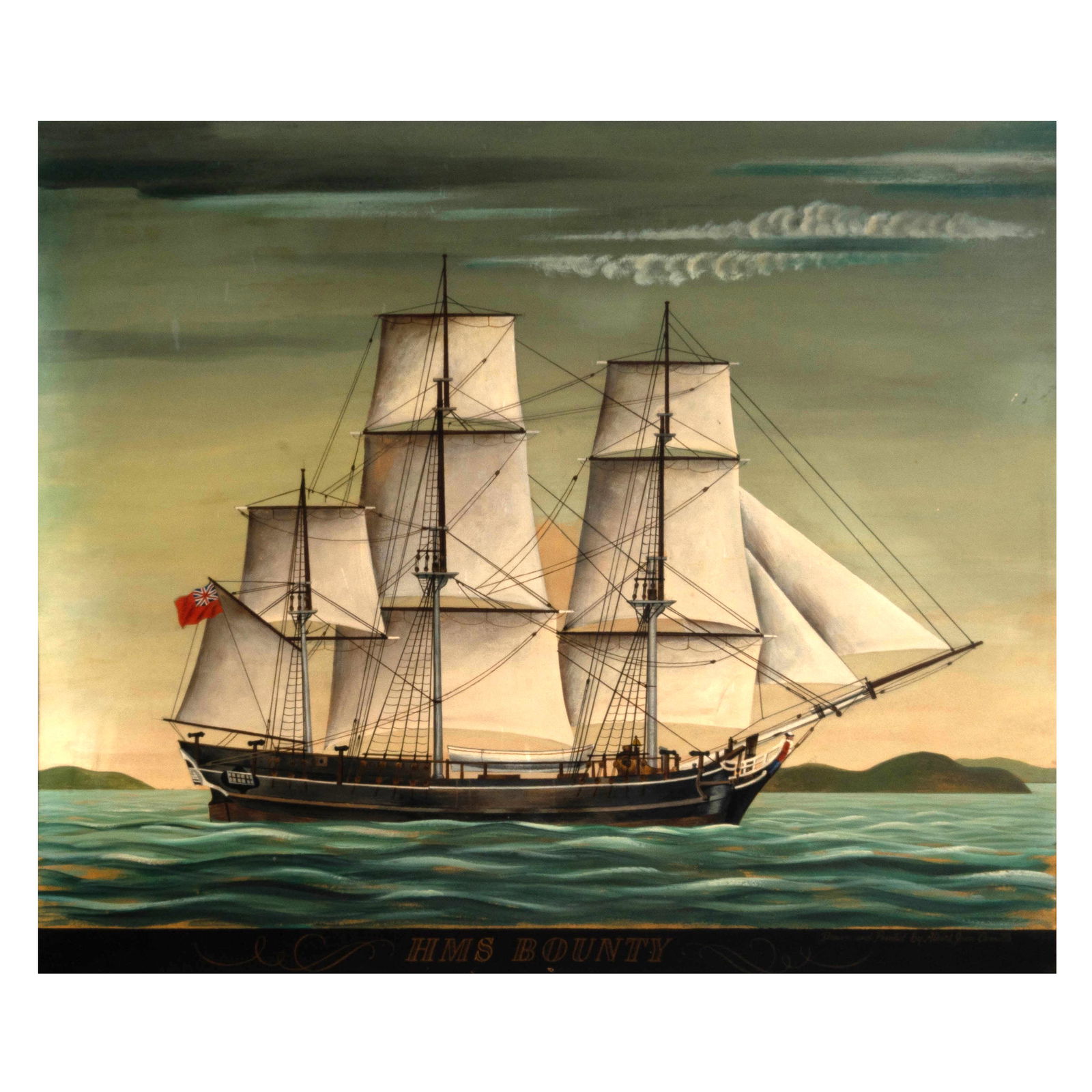 Albert Jean Camille, "HMS Bounty," mixed media on board (1 of 4)