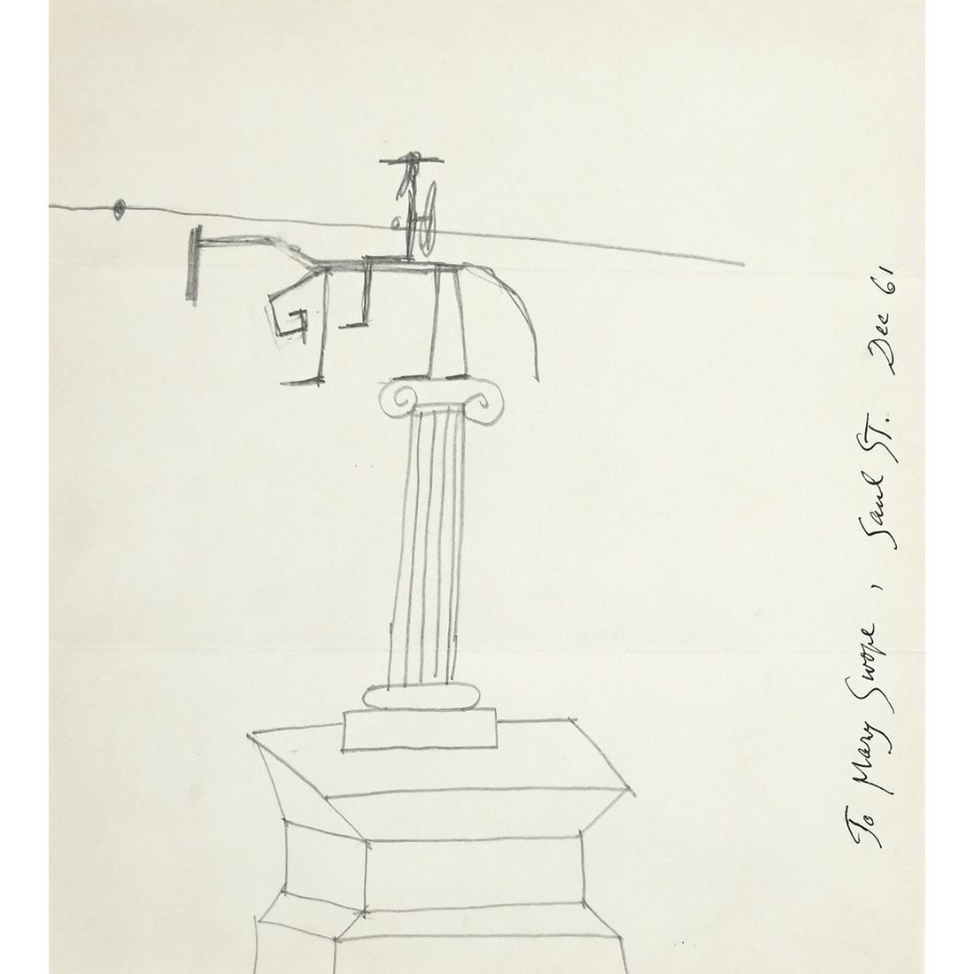 Saul Steinberg, Column, horse, tight rope,1961 (1 of 3)