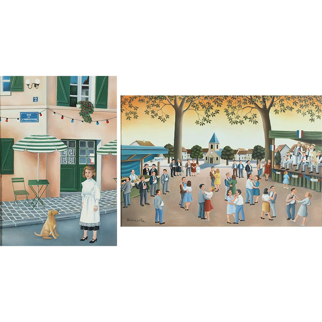 Robert Broussolle, French Cafe & Town Scene, Oils (1 of 5)