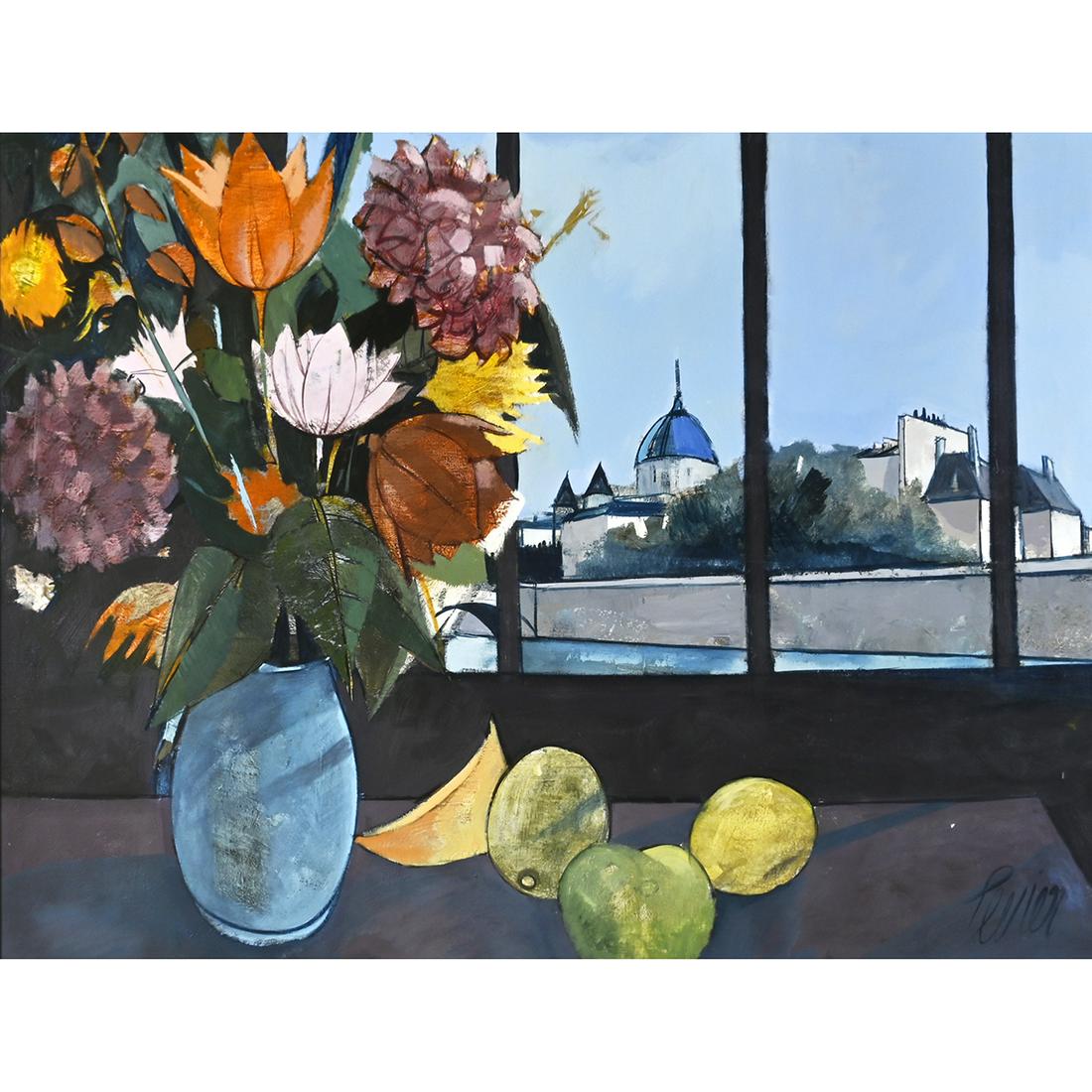 Charles Levier, Floral Arrangement, oil on canvas (1 of 4)