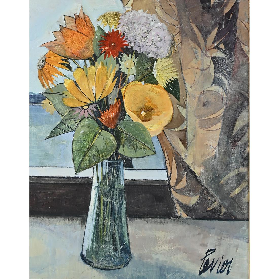 Charles Levier, Floral Arrangement in Window (1 of 3)