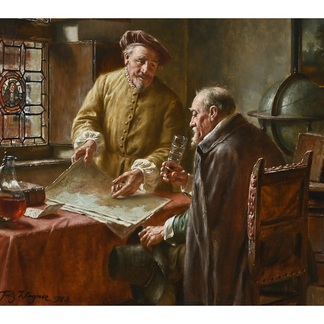 Fritz Wagner Hoenberg, Two Men with Map (1 of 3)