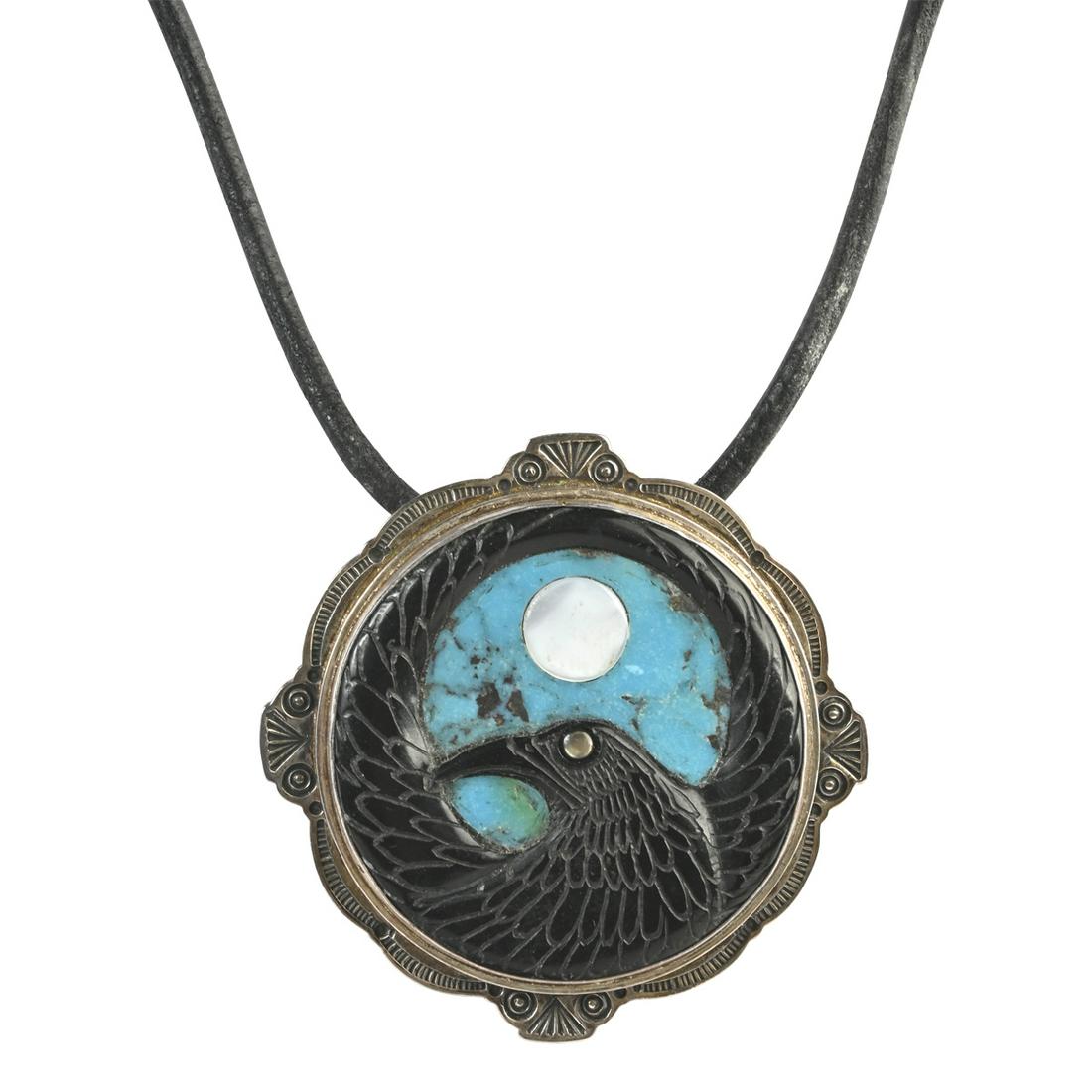 Native American Multi-Stone, Silver Bird Necklace. (1 of 3)