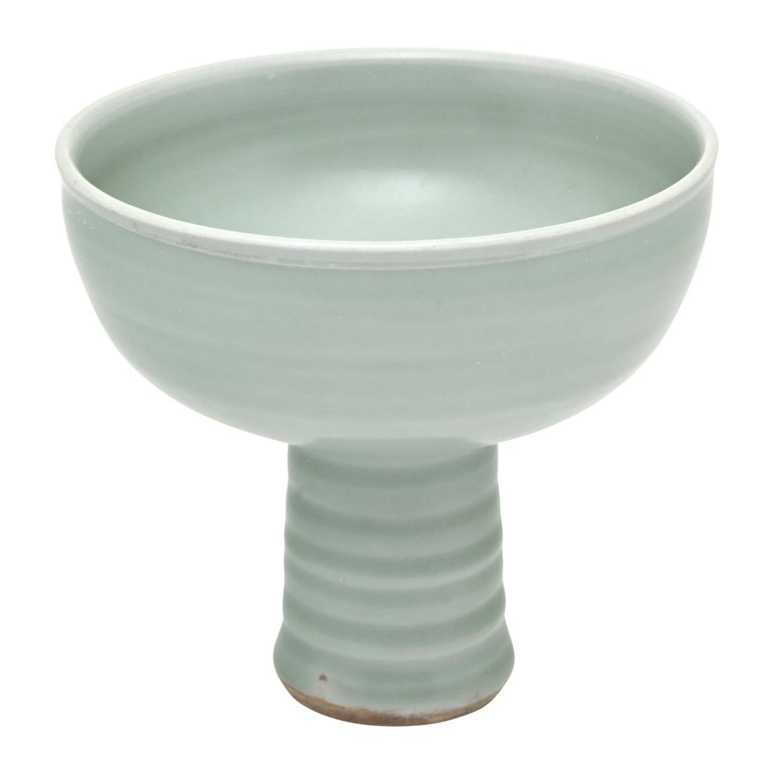 A Chinese Longquan Celadon Stem Cup. (1 of 3)