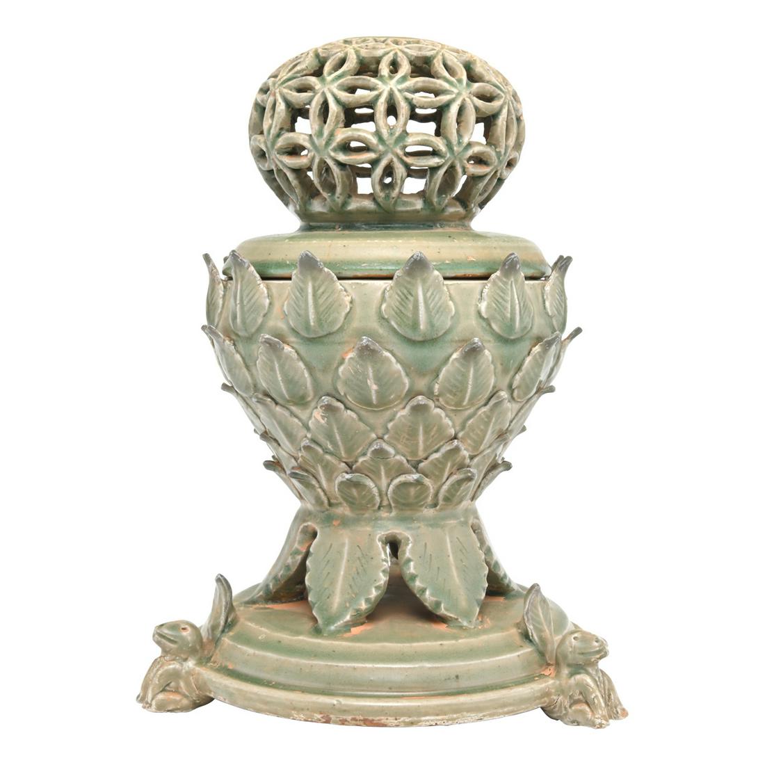 A Korean Reticulated Carved Celadon Porcelain Censer (1 of 3)