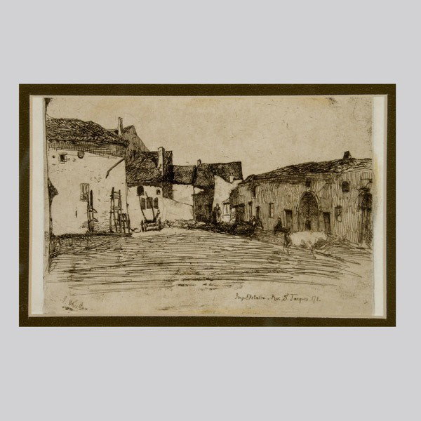 JAMES MCNEILL WHISTLER. "Liverdun" 1858. Ethching: JAMES MCNEILL WHISTLER. (American, 1834 - 1903) "Liverdun" 1858. Ethching on paper. Signed in plate lower left. Good condition. Framed, matted, and glazed.
