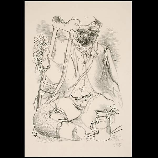 GEORGE GROSZ The Hero Lithograph: GEORGE GROSZ. (German, 1893 - 1959) "The Hero" Lithograph on paper, 1933. Signed in pencil lower right. Very good condition. Sight: 15 1/2 x 10 1/4 inches. Framed, matted, and glazed. Not examined out