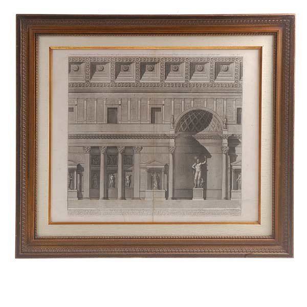 Francesco Piranesi, Interior Pantheon: FRANCESCO PIRANESI. (Italian, 1720 - 1778) "Interior of the Pantheon, Rome Italy. Tav. XII." Etching printed on laid paper. Plate: 22 3/4 x 24 1/4 Inches. Inscribed in plate lower right. Good conditio
