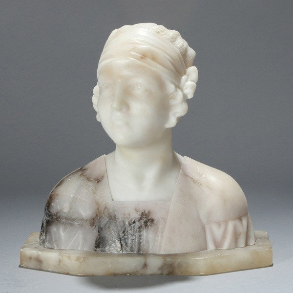 Italian Two Tone Alabaster Bust: Italian Two Tone Alabaster Bust {Height 10 inches} [Base repaired]