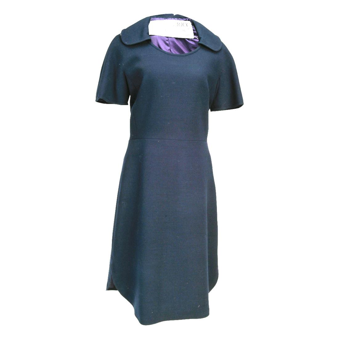 Nina Ricci Blue Wool Gabadine Dress (1 of 3)