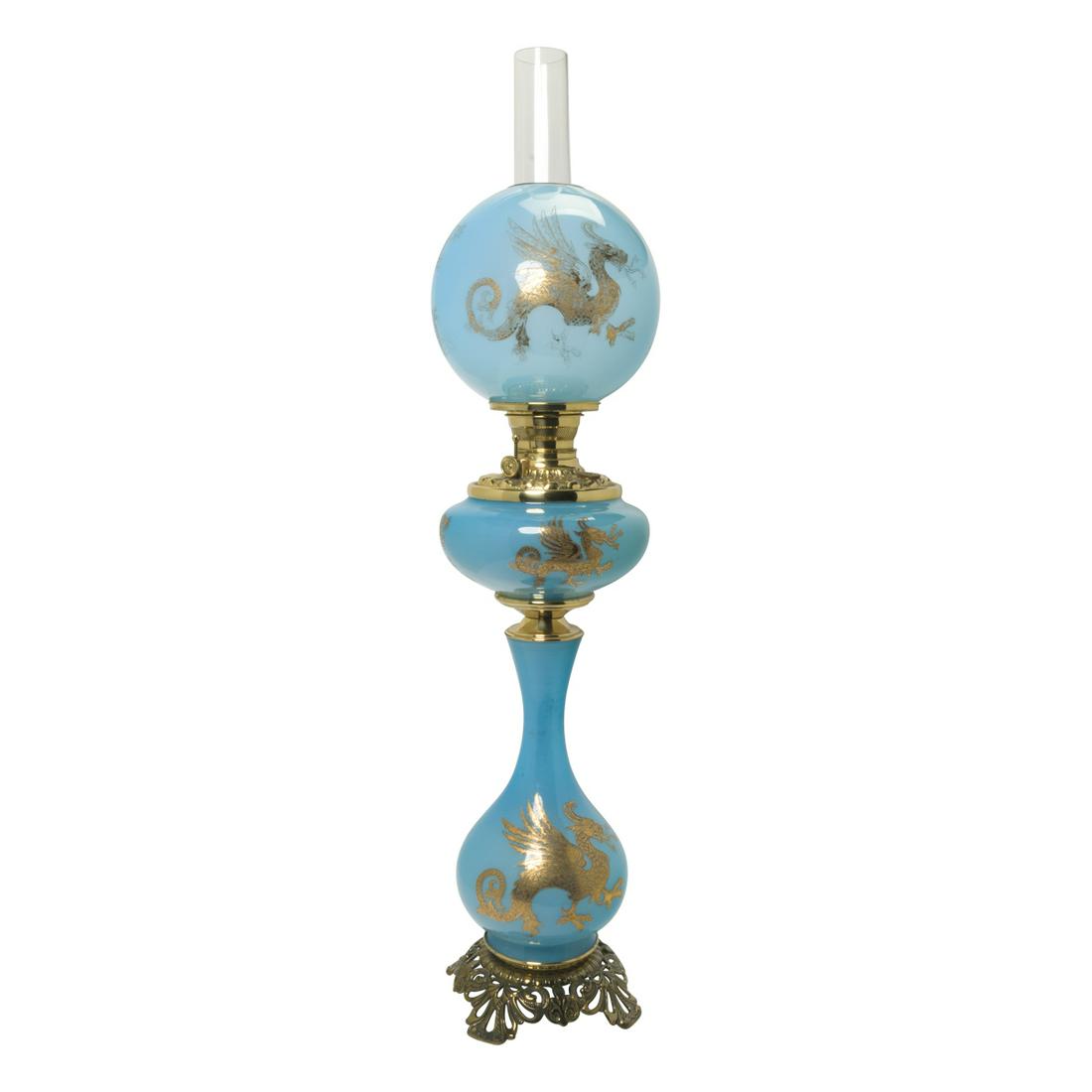 Victorian Style Glass and Brass Glass Dragon Table Lamp (1 of 3)