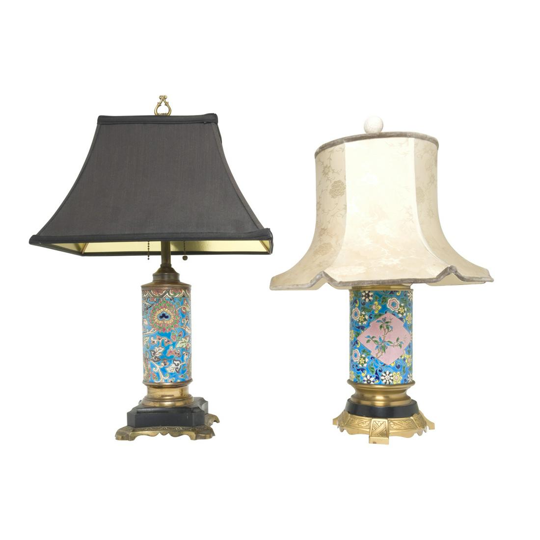 Two Longwy and Gilt Brass Table Lamps (1 of 3)