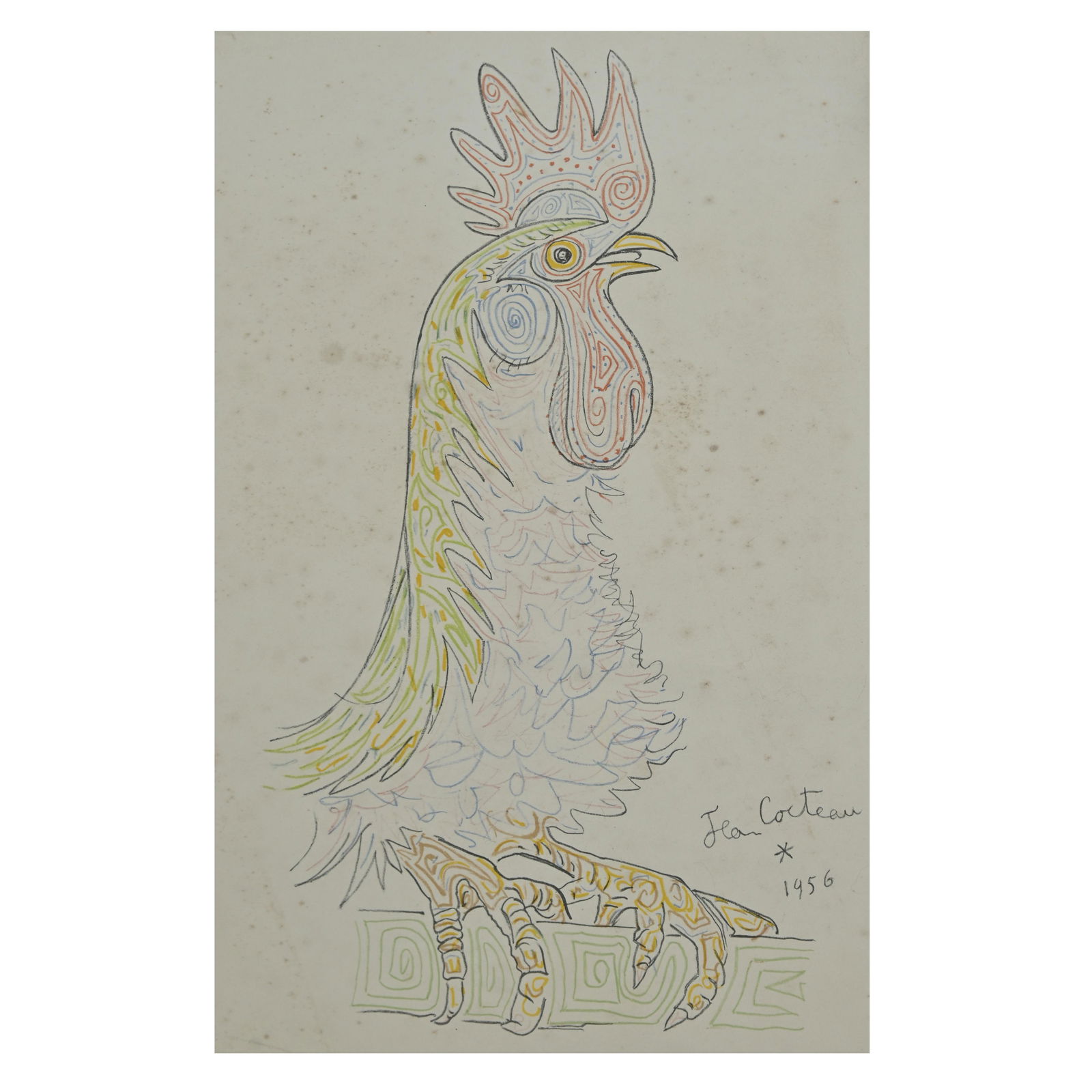 Jean Cocteau, Le Coq, Colored Pencil on Paper (1 of 3)