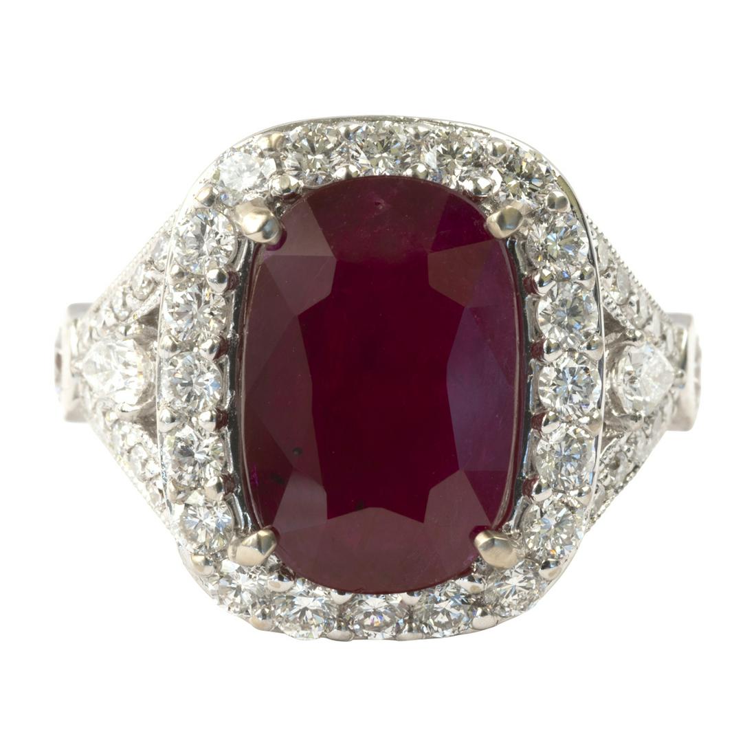 Ruby, Diamond, 18k White Gold Ring. (1 of 3)