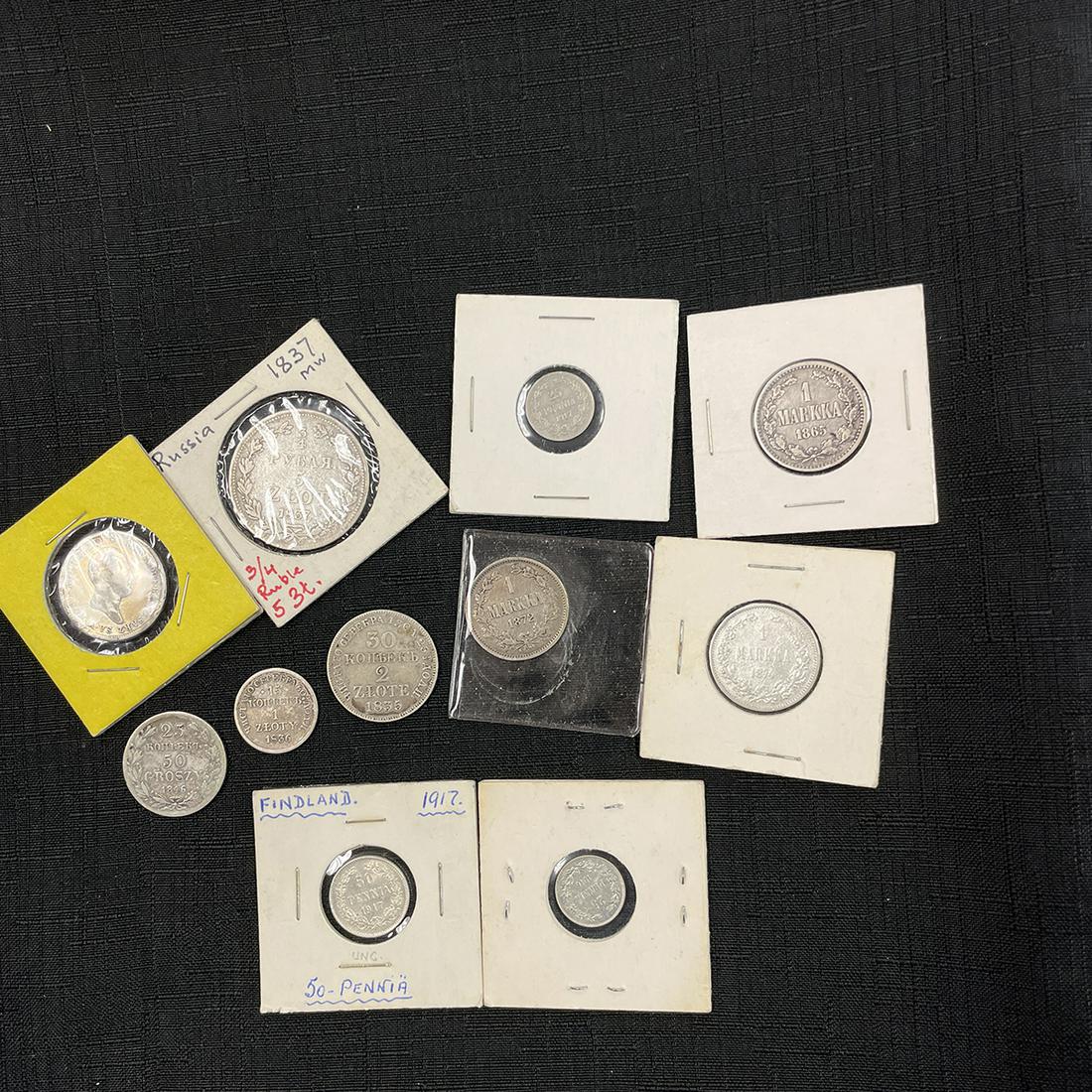 Lot of Poland & Finland (Russian Imperial) Silver Coins (1 of 9)