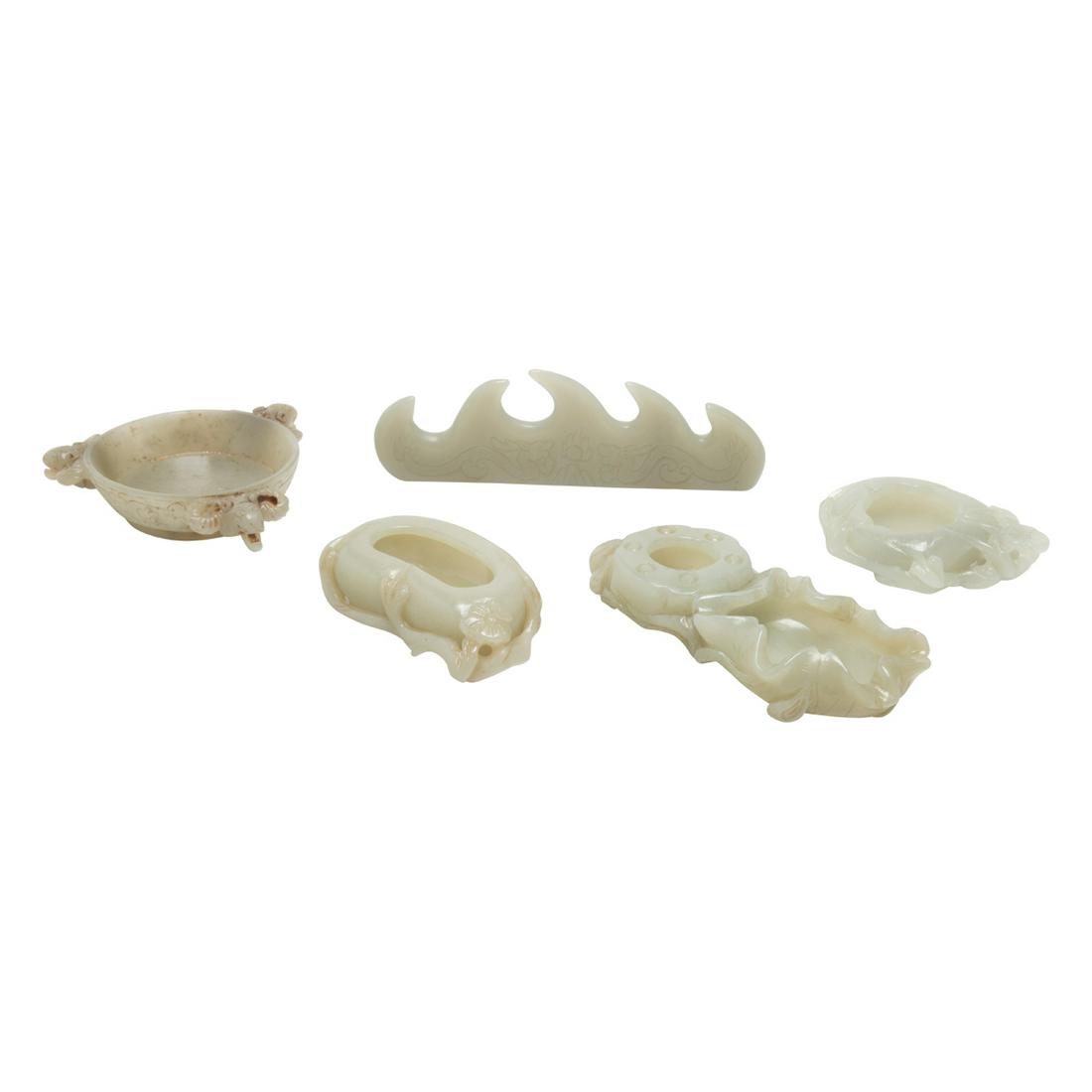 Group of Chinese Celadon Jades Scholar's Desk Objects (1 of 3)