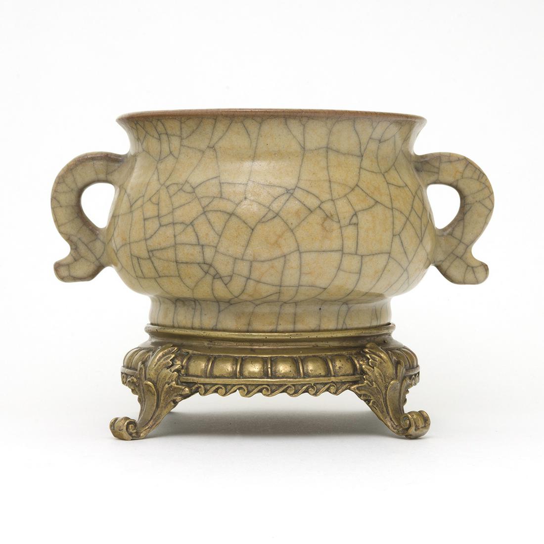 Chinese Ge Type Censer with Bronze Stand (1 of 3)