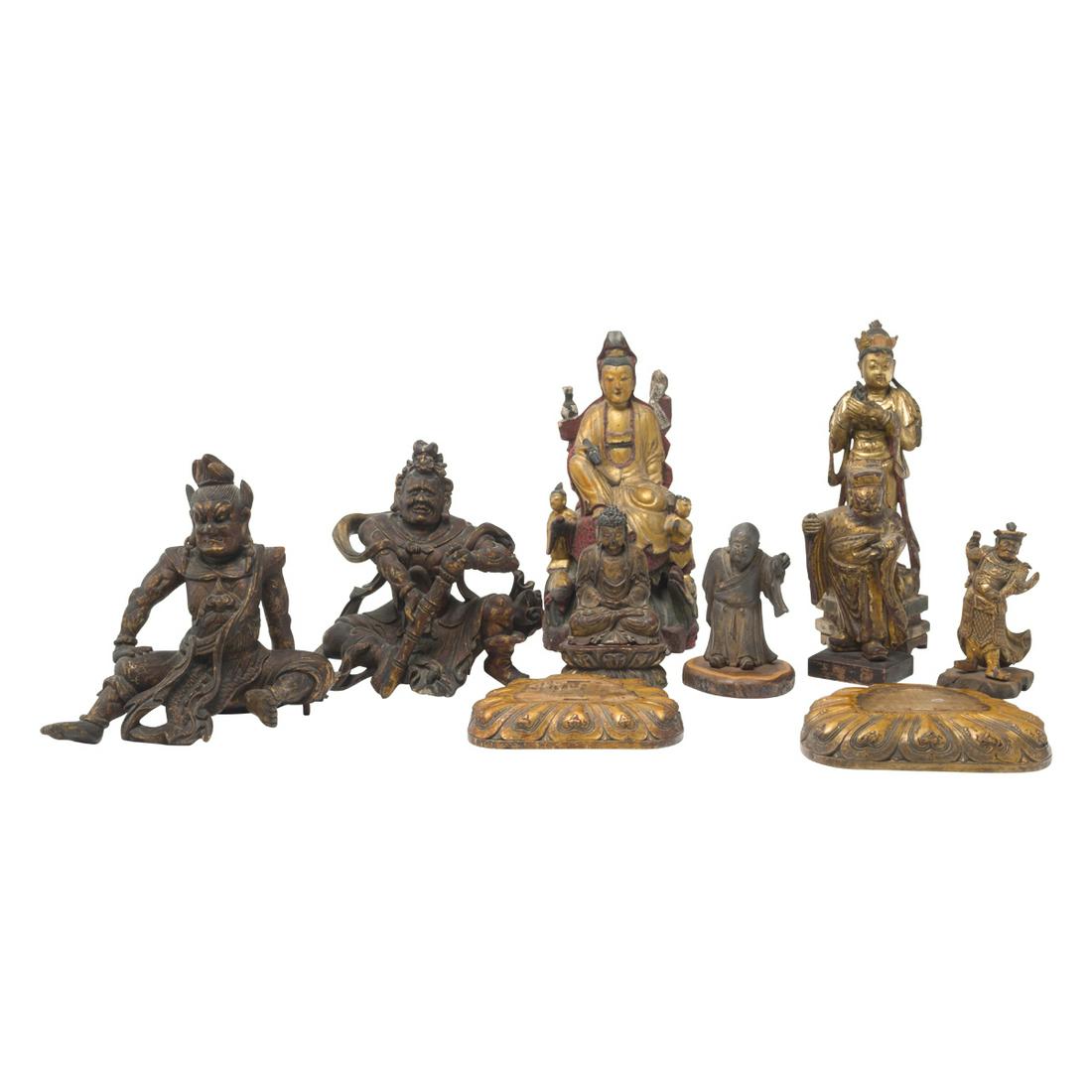 A Group of Carved and Lacquered Wooden Deities (1 of 3)
