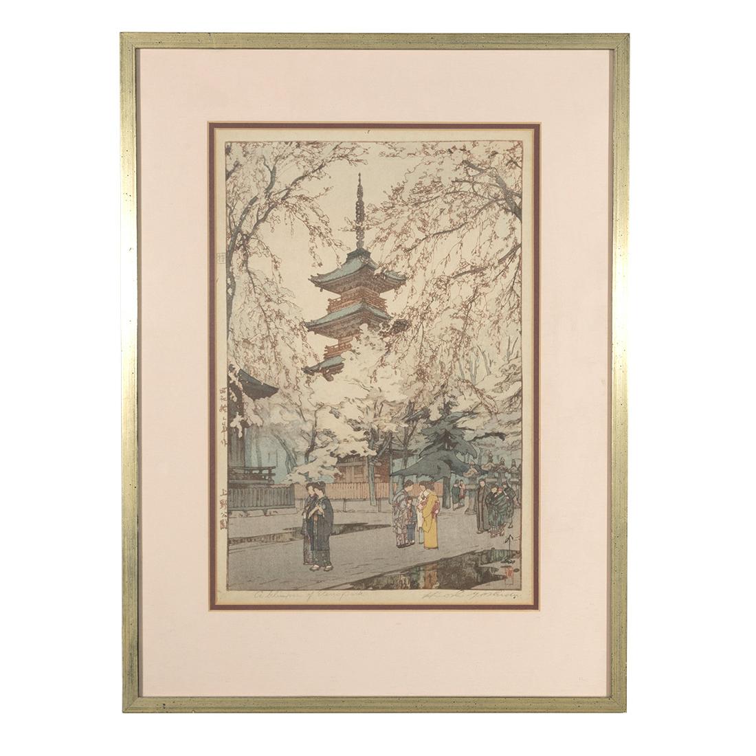 A Framed Japanese Woodblock Print by Hiroshi Yoshida (1 of 3)