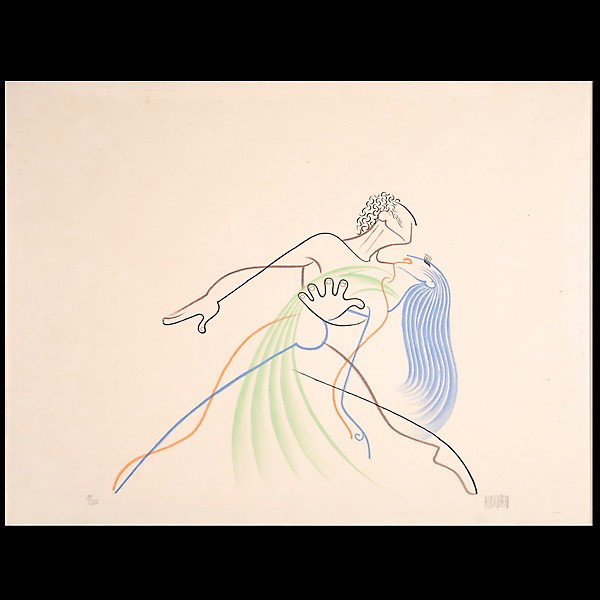 Al Hirschfeld. "Ballet Dancer" Litho: ALBERT HIRSCHFELD. (American, 1903 - 2003) "Ballet Dancers" Lithograph. 20 x 26 1/4 inches. Signed lower right. Numbered 79/120 lower left. Good condition. Framed and glazed.