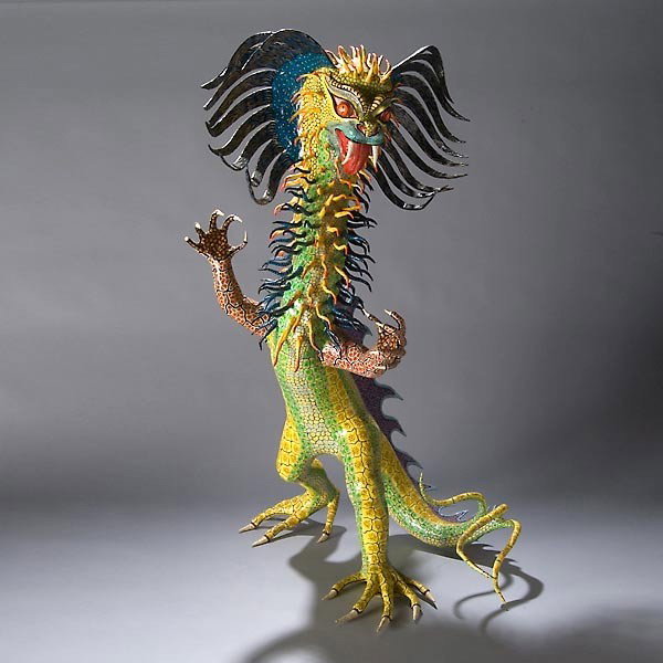 Alebrijes attr to Miguel Linhares Mexico folk art: MEXICO City, Alebrijes, attributed to Miguel Linhares. painted papier mache. Height 42 inches. In excellent condition. Sale to benefit the programs of Folk Art International Resources for Education, a