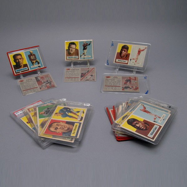 Topps 1957 Football Card Duplicate Set: Topps 1957 Football Card Duplicate Set includes #1(x2), 32(x2), 38(x6), 50(x3), 62(x2), 74, 75, 85(x3), 91(x6), 100(x2), 103, 112, 120(x2), 122, 127(x2), 136, 139, 146, 148, 2 graded cards #53 NM-MT8