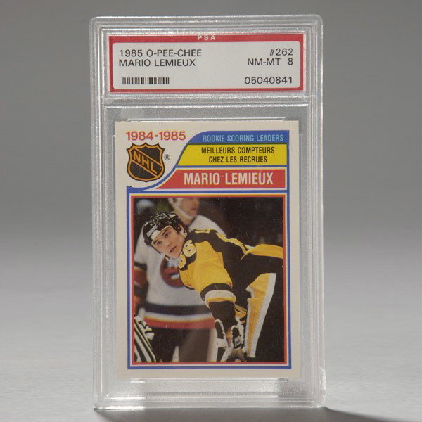 1985 O-Pee-Chee Hockey Card.: 1985 O-Pee-Chee Hockey Card. Graded near mint to mint 8 #262 Mario Lemieux LL.