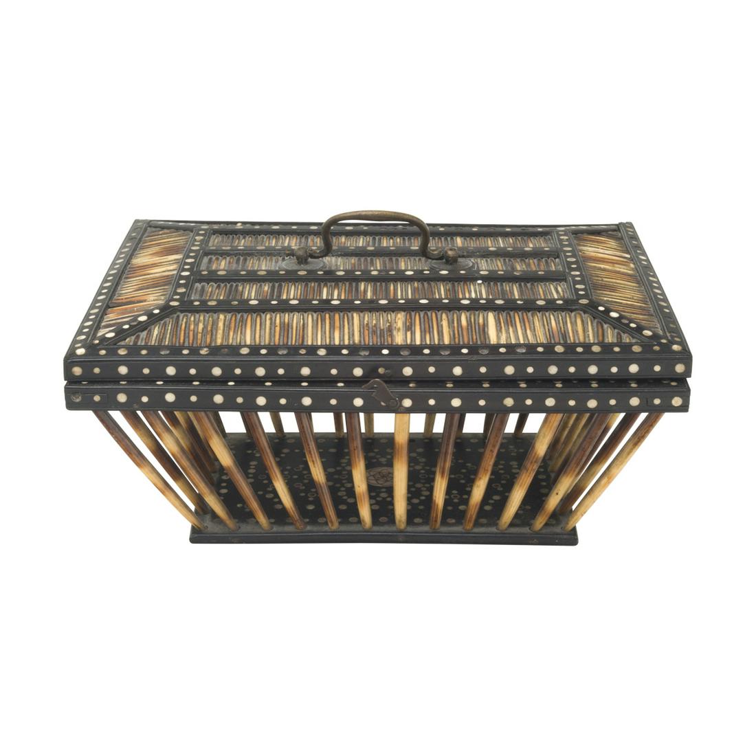 Colonial Sri Lankan Quill and Inlaid Cage Box (1 of 3)