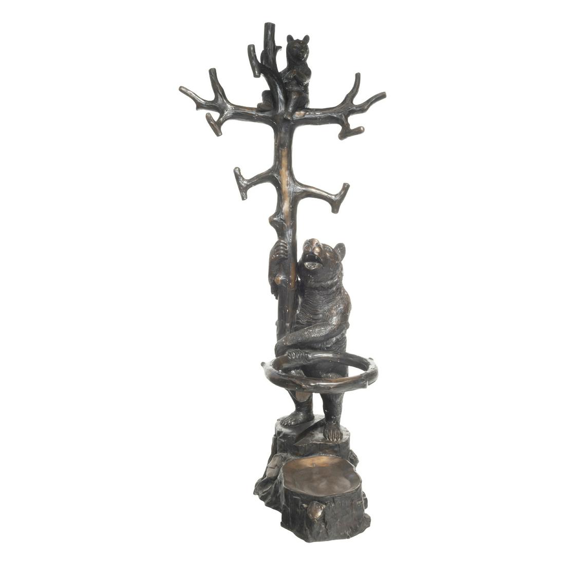 Black Forest Style Patinated Bronze Bear Hall Tree (1 of 3)