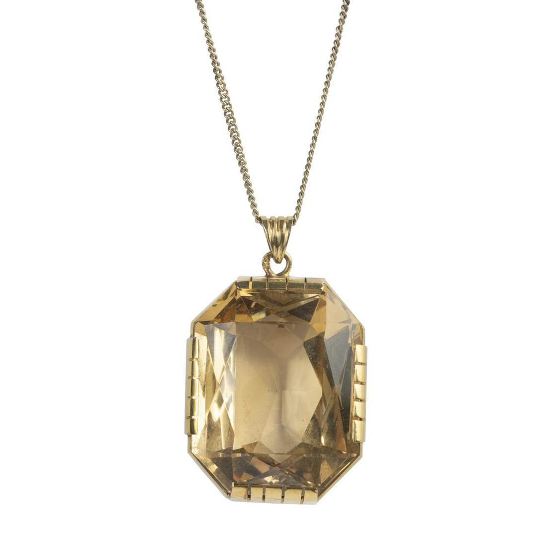 Retro Citrine, 14k Gold, Gold-Filled Pendant Necklace. (1 of 3)