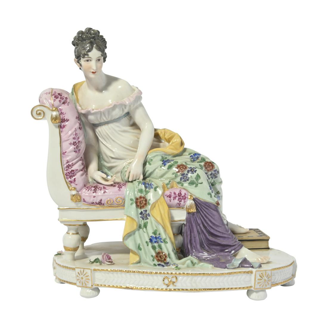 Capodimonte Porcelain Figure of Madame Recamier. (1 of 3)