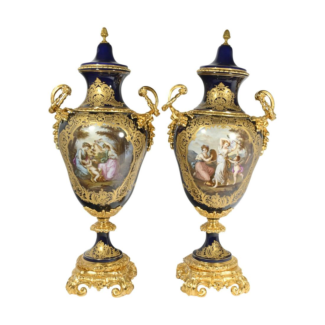 Pair of Sevres Style Porcelain Vases. (1 of 3)