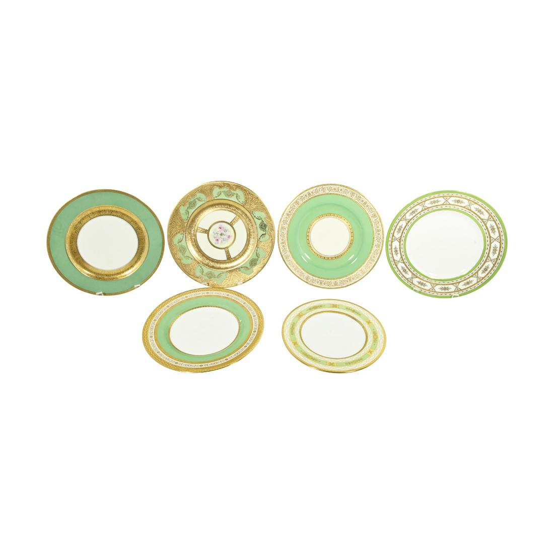 Six Sets of Green Rim Porcelain Plates. (1 of 3)