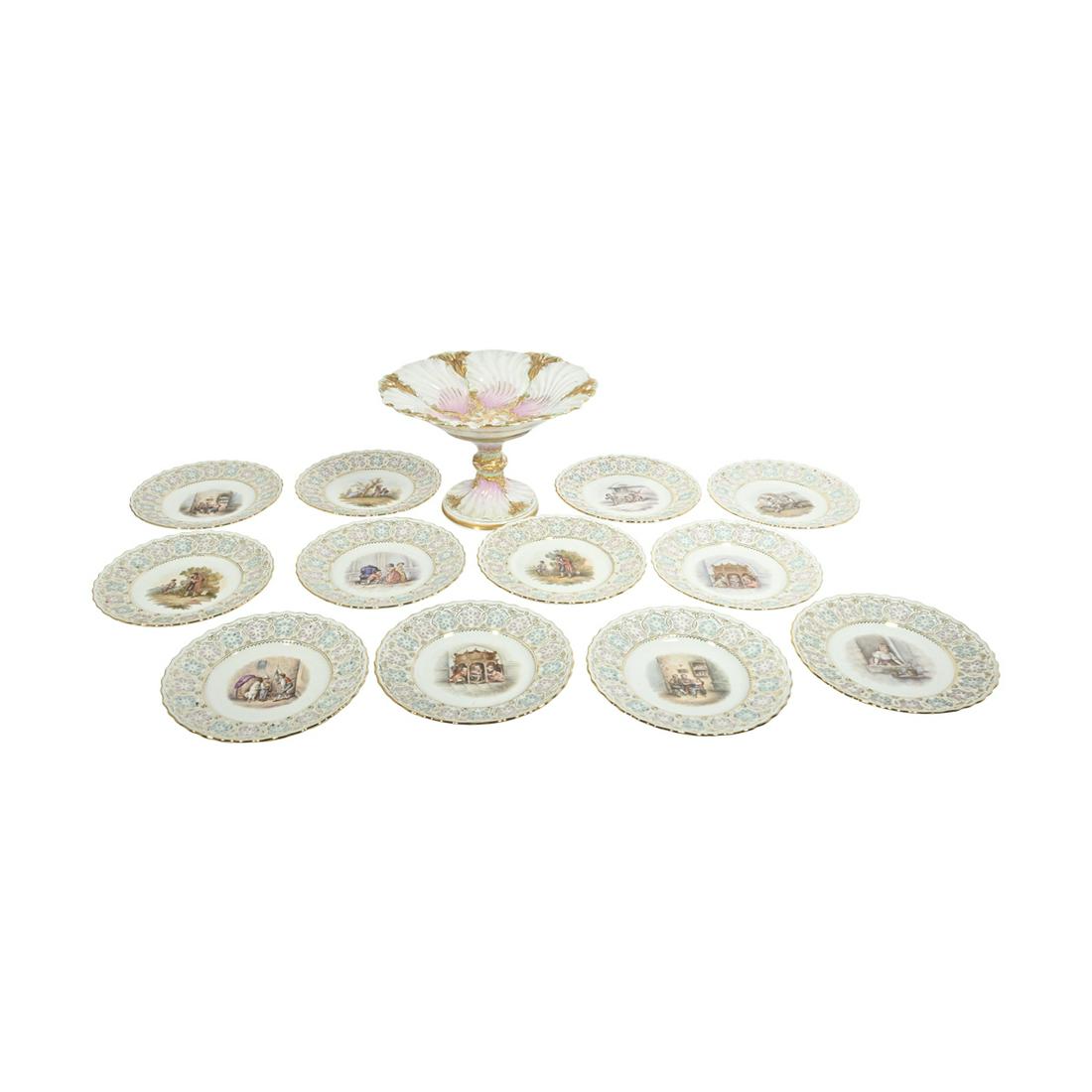 13 Meissen Compote and Teichert Dessert Plates. (1 of 4)