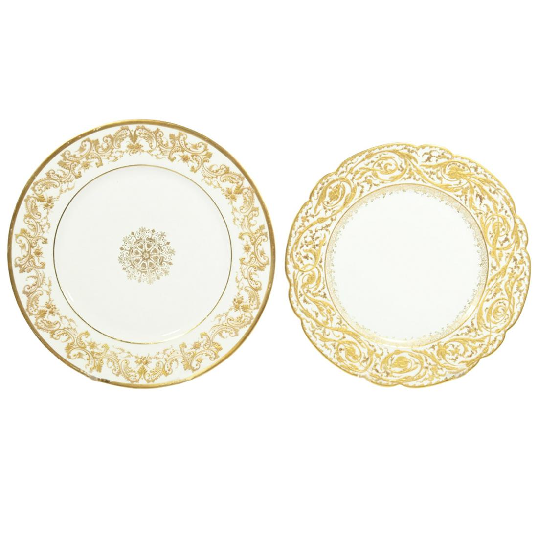 Two French Porcelain Raised Gilt Paste Plate Sets (1 of 3)