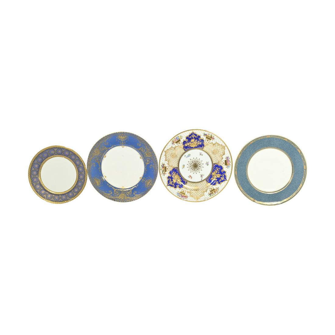 Four English and Continental Blue Glazed Plate Sets (1 of 3)