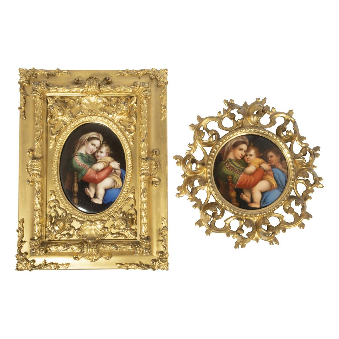 Two Framed Porcelain Plaques After Raphael. (1 of 3)