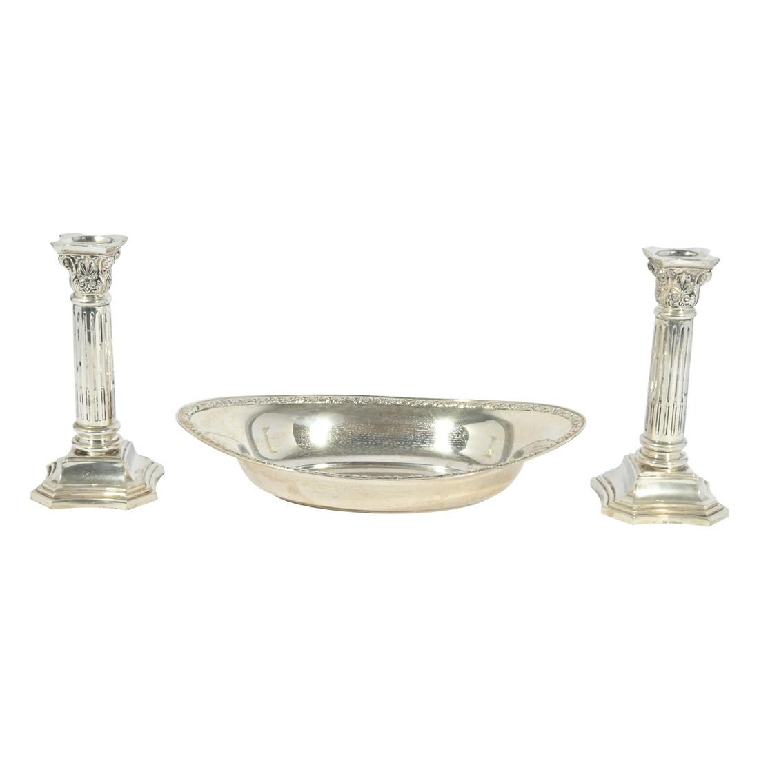 German 800 Silver, Bowl and Candlestick Pair (1 of 3)