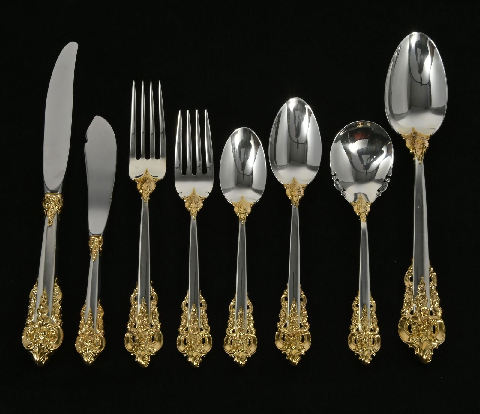 Wallace Sterling Silver Grand Baroque Vermeil Flatware. (1 of 3)