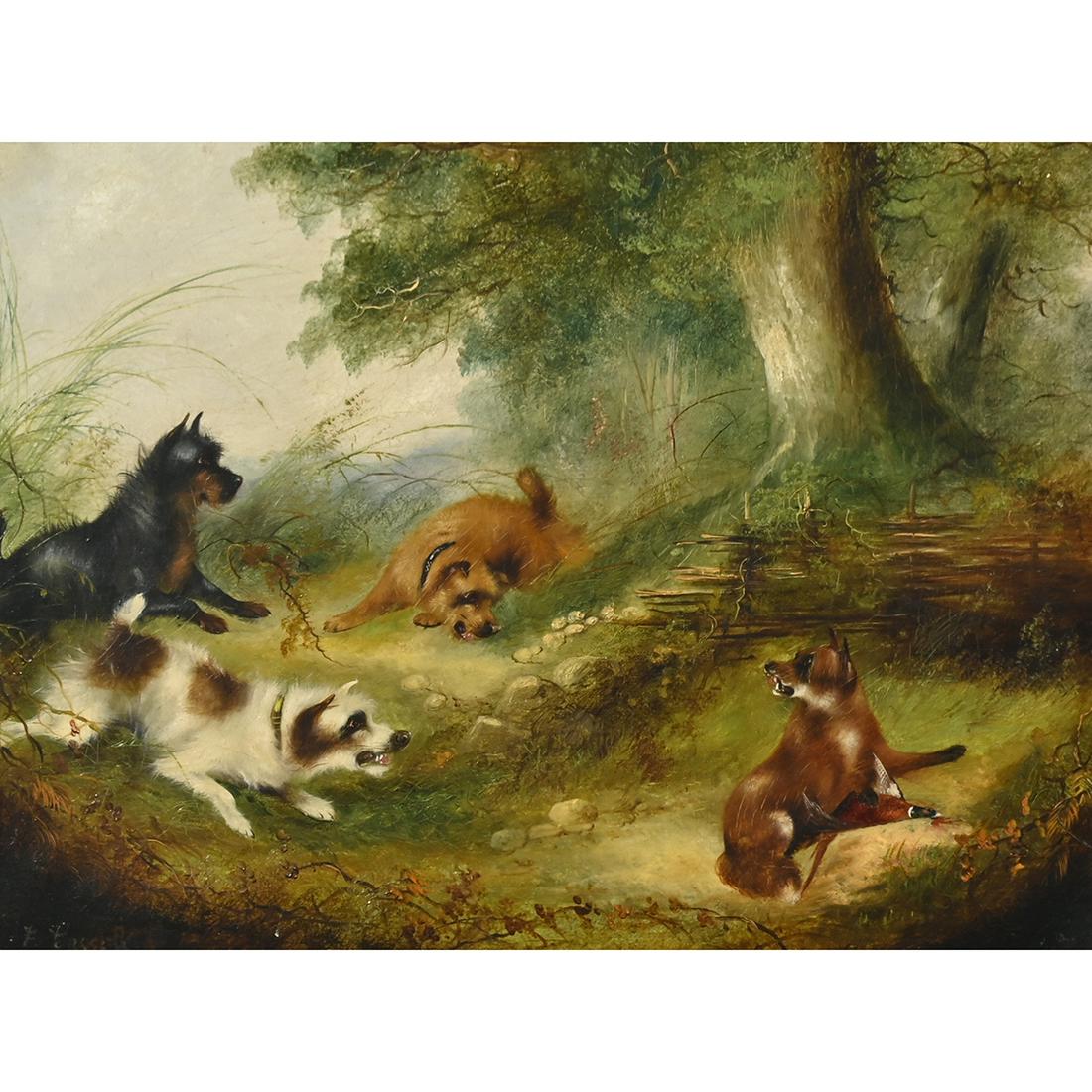 Frank W. Cassell, Terriers Cornering a Fox (1 of 3)