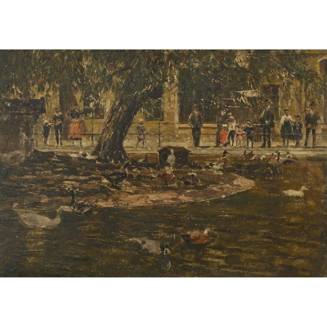 Continental School, Park Scene, oil on panel (1 of 2)