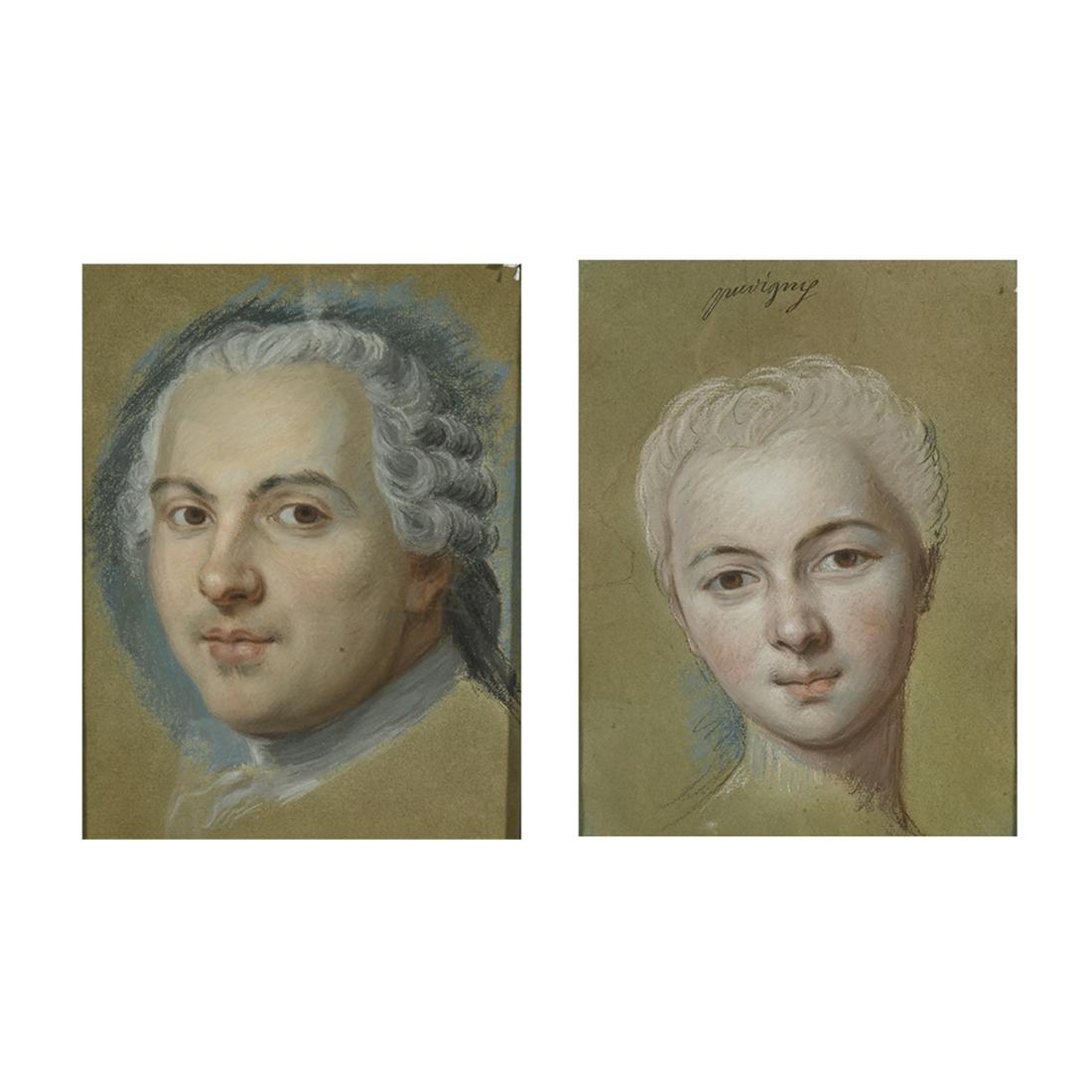 After Maurice Quentin de la Tour, two pastels (1 of 4)