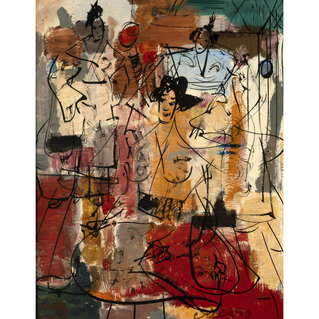 Pascal Cucaro, Chinatown San Francisco: PASCAL CUCARO (American, 1915-2004), Chinatown San Francisco, oil on panel, panel: 19.75 x 15.5 inches, overall: 21.75 x 17.25 inches, signed lower right.