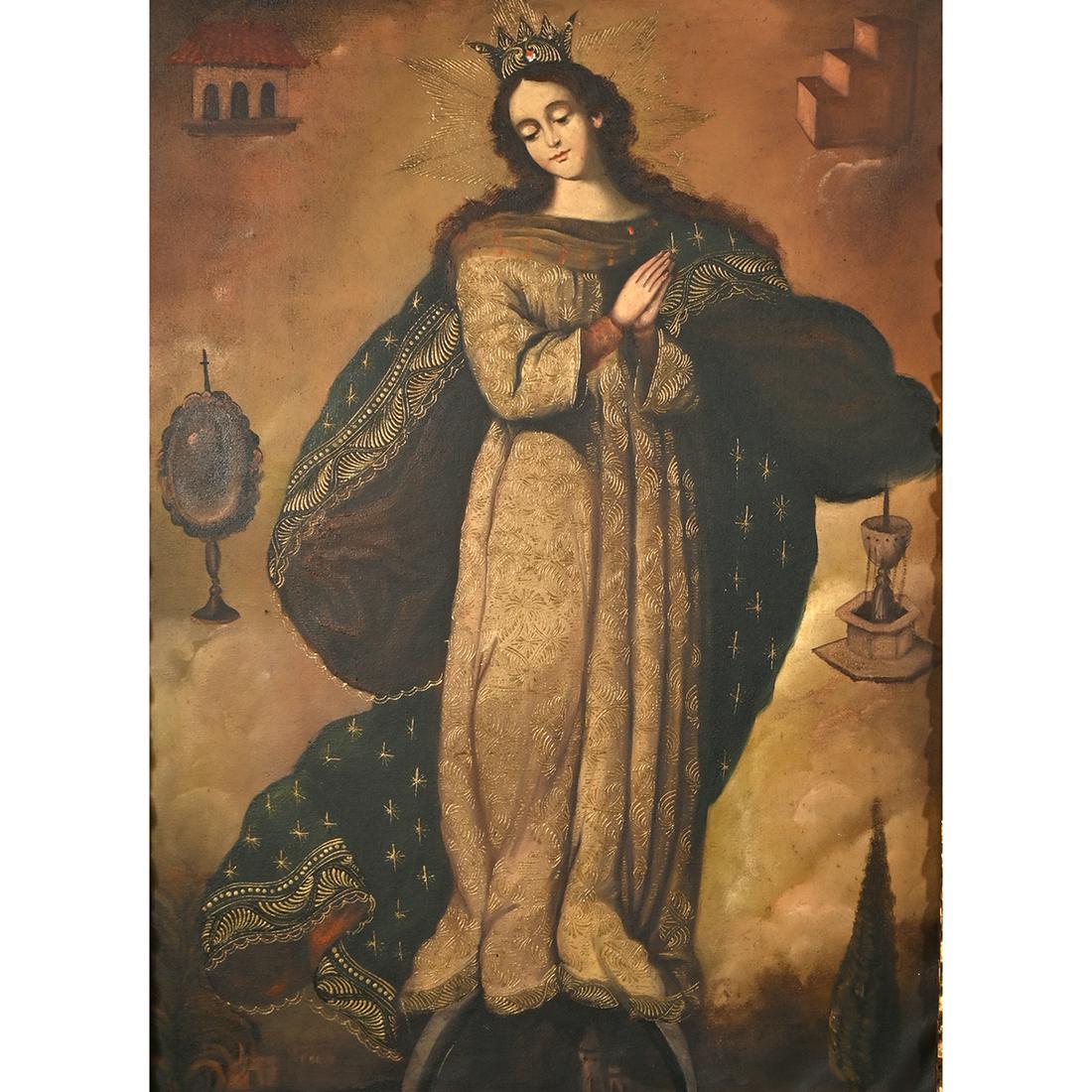 Cuzco School, Angel with Crown (1 of 3)