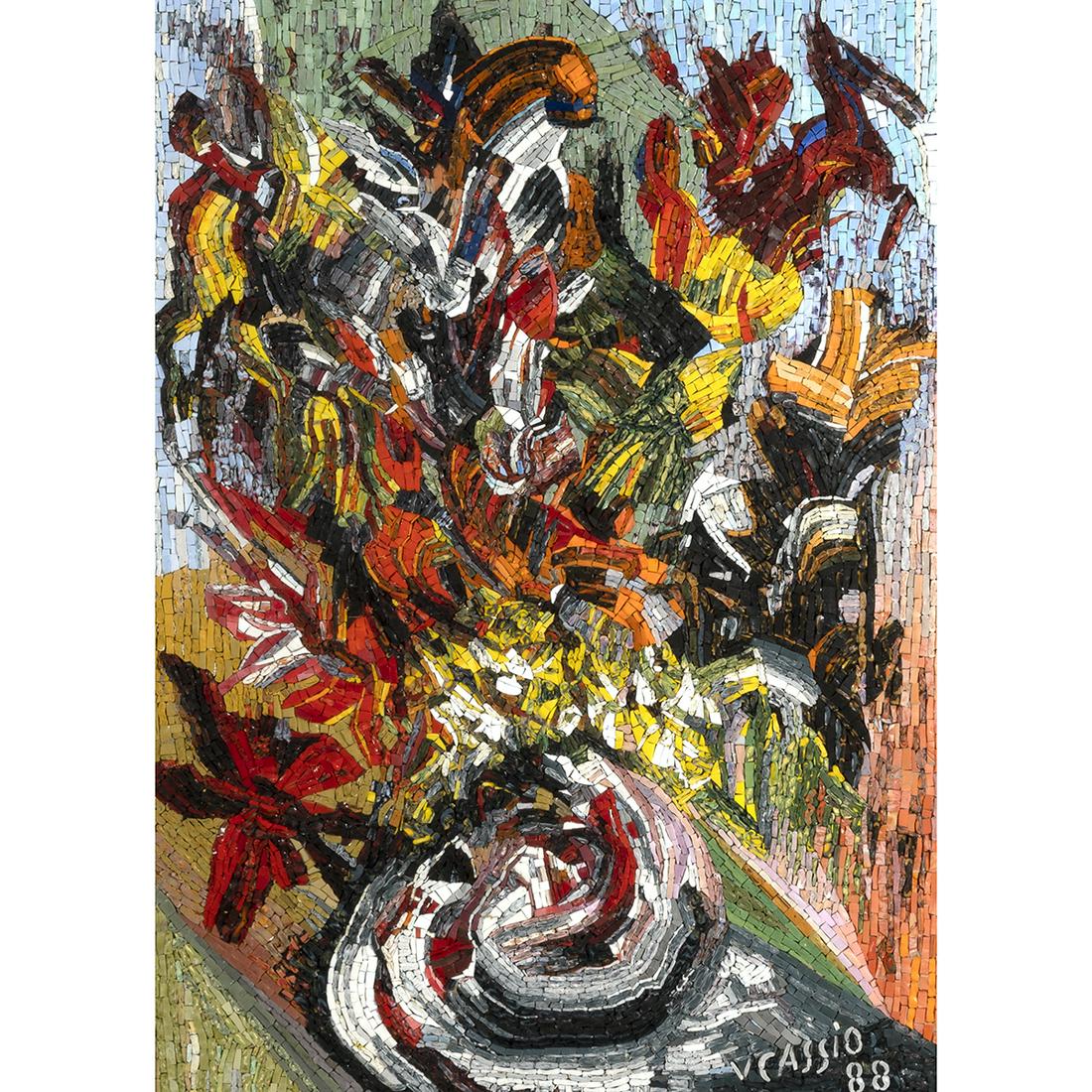 Virgilio Cassio, Vaso di Fiori, micro-mosaic artwork (1 of 5)