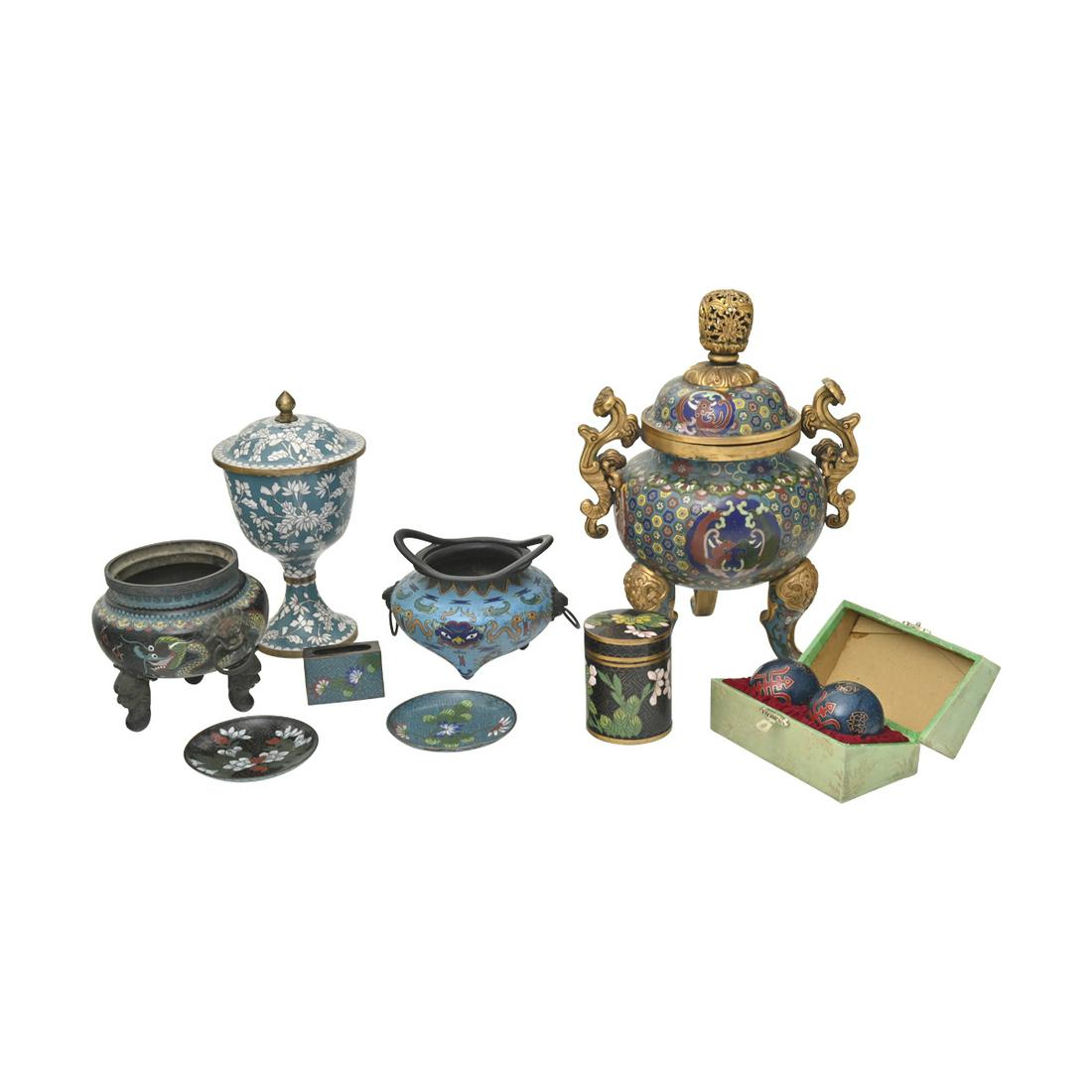 Collection of Nine Chinese Cloisonne Items (1 of 3)